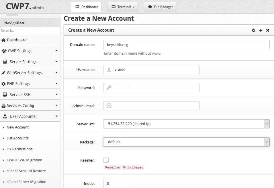 Centos Web Panel üzerine Laravel Kurulumu 4 lrvl1
