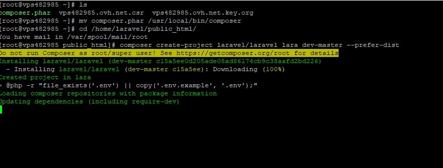 Centos Web Panel üzerine Laravel Kurulumu 12 lrvl9