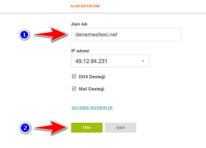 vestacp site ekleme 1